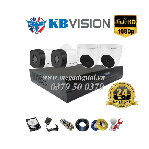 Trọn bộ 4 camera KBVISION HD1080P