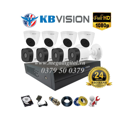 Trọn bộ 8 camera KBVISION HD1080P